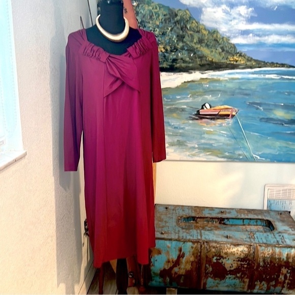 Simonton Says, Crossover Neck Long Sleeve Fall/Winter Dress,Stretchy,Size XL - Picture 1 of 10